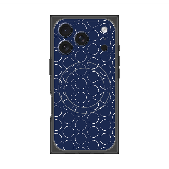 Premium Square Case with MagSafe［ Dot Circle - Navy ］