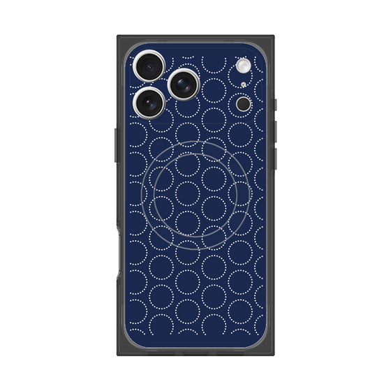 Premium Square Case with MagSafe［ Dot Circle - Navy ］