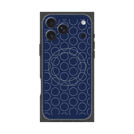 Premium Square Case with MagSafe［ Dot Circle - Navy ］