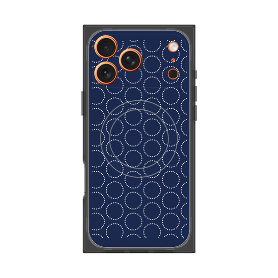 Premium Square Case with MagSafe［ Dot Circle - Navy ］