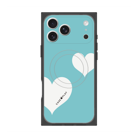 Premium Square Case with MagSafe［ Two Hearts - Blue ］