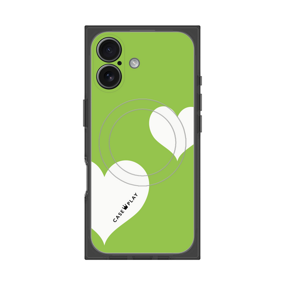 Premium Square Case with MagSafe［ Two Hearts - Green ］