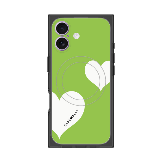 Premium Square Case with MagSafe［ Two Hearts - Green ］