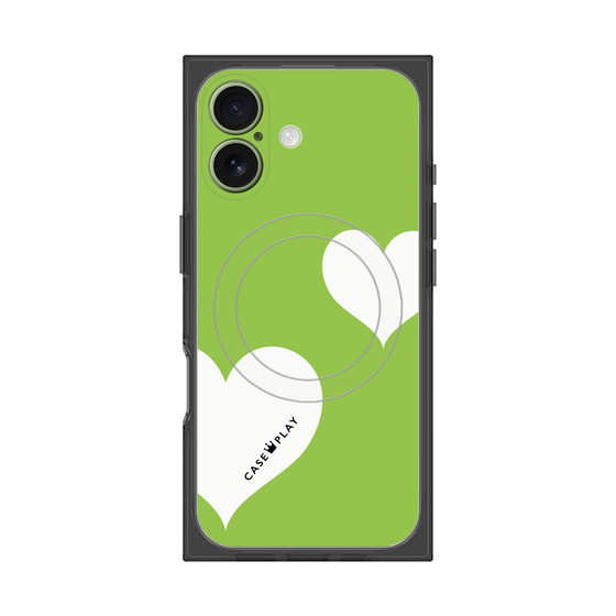 Premium Square Case with MagSafe［ Two Hearts - Green ］