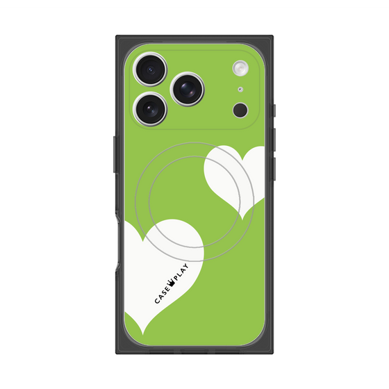 Premium Square Case with MagSafe［ Two Hearts - Green ］