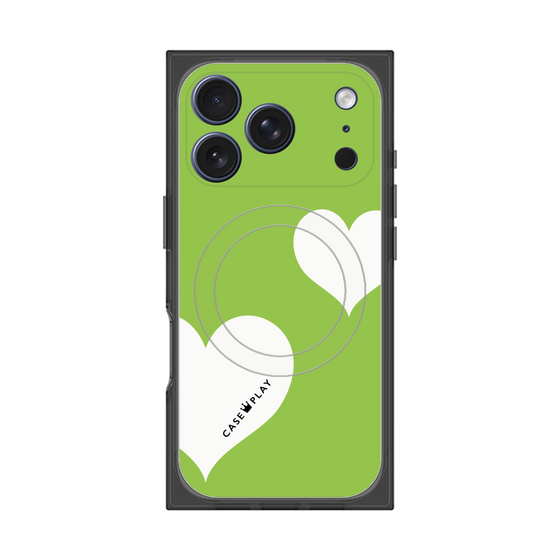 Premium Square Case with MagSafe［ Two Hearts - Green ］