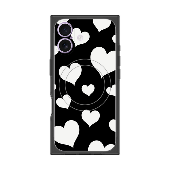 Premium Square Case with MagSafe［ Dot Hearts - Black ］