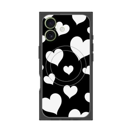 Premium Square Case with MagSafe［ Dot Hearts - Black ］