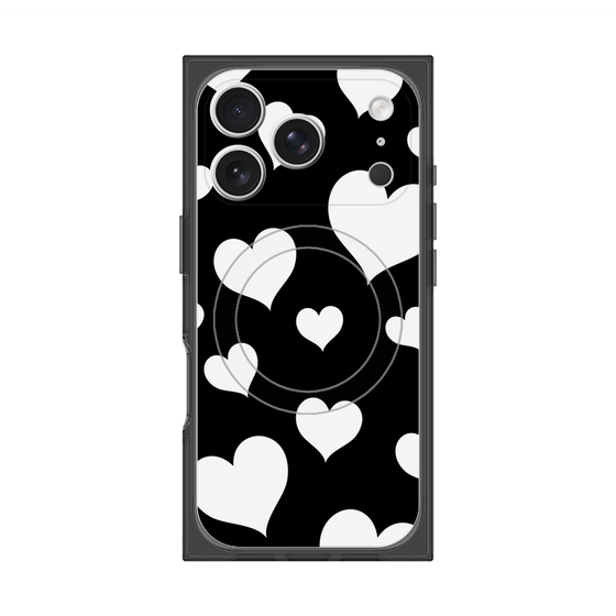 Premium Square Case with MagSafe［ Dot Hearts - Black ］