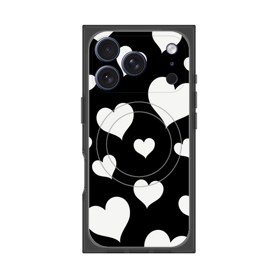 Premium Square Case with MagSafe［ Dot Hearts - Black ］