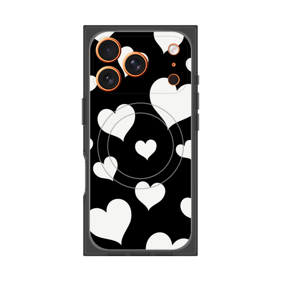 Premium Square Case with MagSafe［ Dot Hearts - Black ］