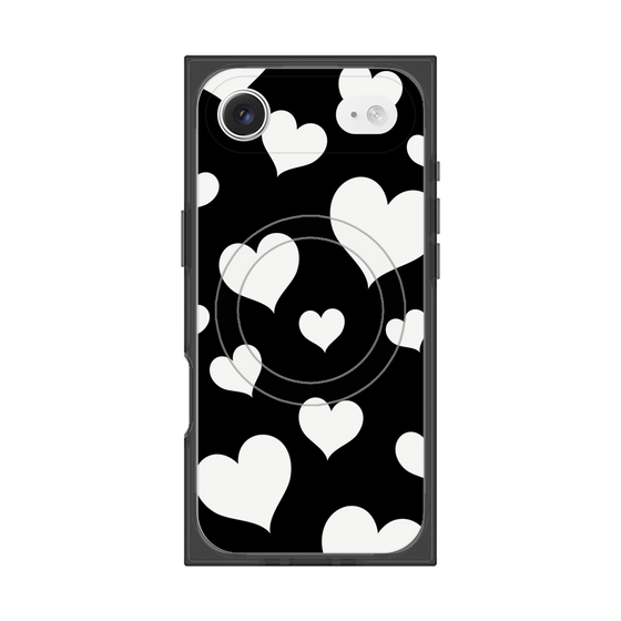 Premium Square Case with MagSafe［ Dot Hearts - Black ］