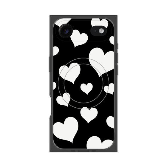 Premium Square Case with MagSafe［ Dot Hearts - Black ］