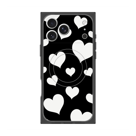 Premium Square Case with MagSafe［ Dot Hearts - Black ］