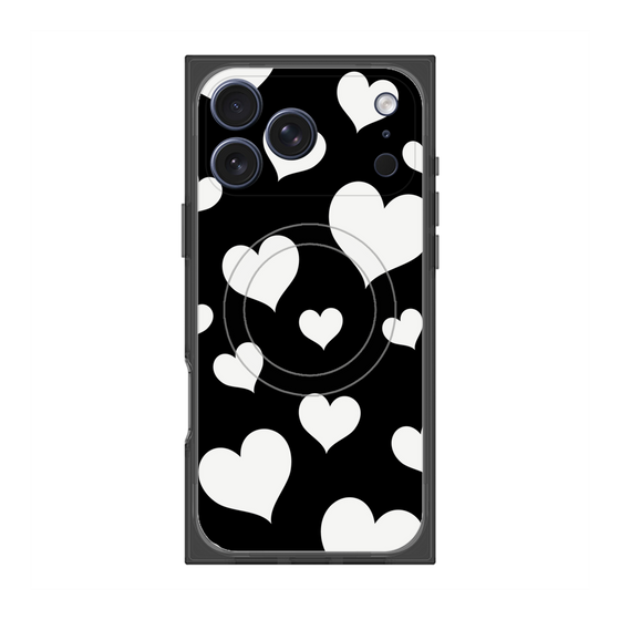 Premium Square Case with MagSafe［ Dot Hearts - Black ］