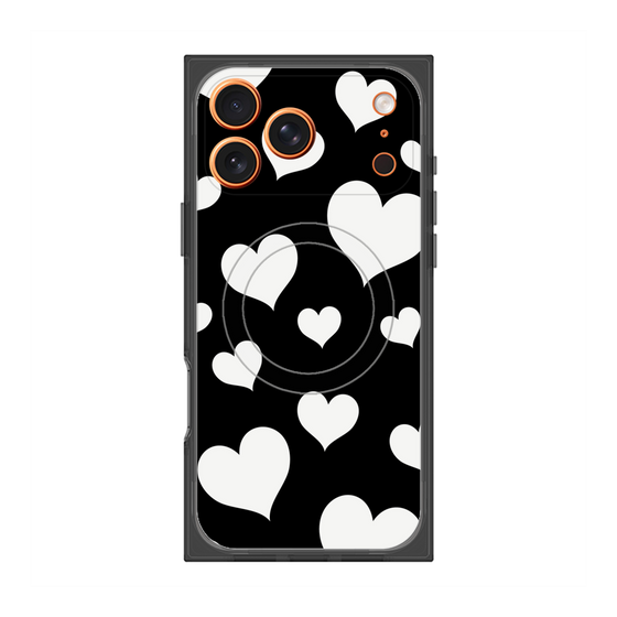 Premium Square Case with MagSafe［ Dot Hearts - Black ］