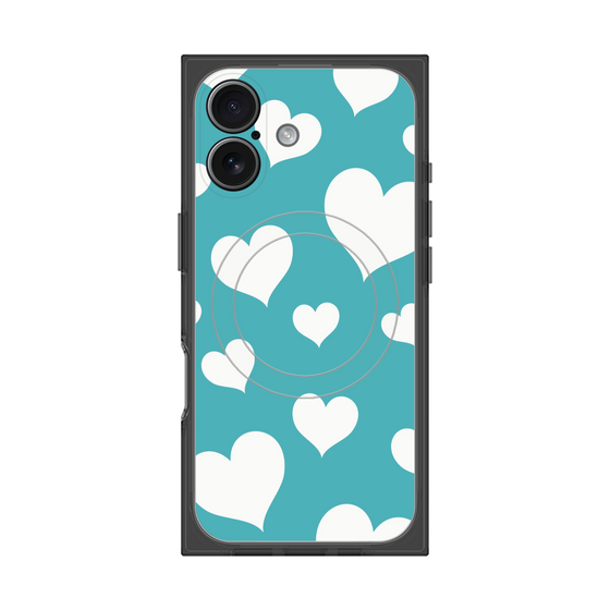 Premium Square Case with MagSafe［ Dot Hearts - Blue ］