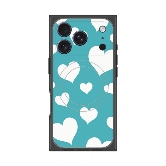 Premium Square Case with MagSafe［ Dot Hearts - Blue ］