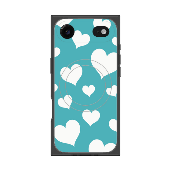 Premium Square Case with MagSafe［ Dot Hearts - Blue ］