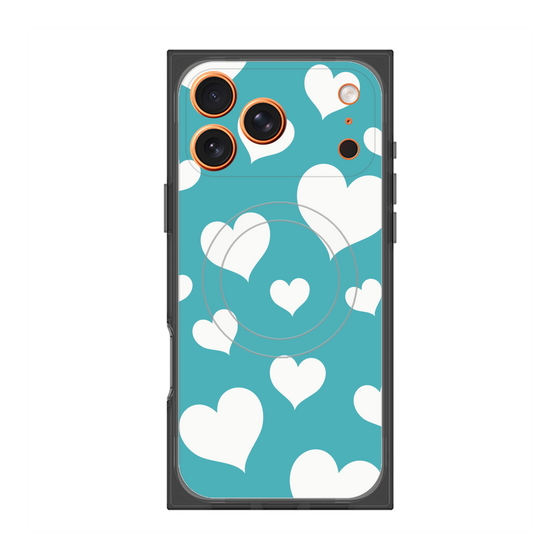 Premium Square Case with MagSafe［ Dot Hearts - Blue ］