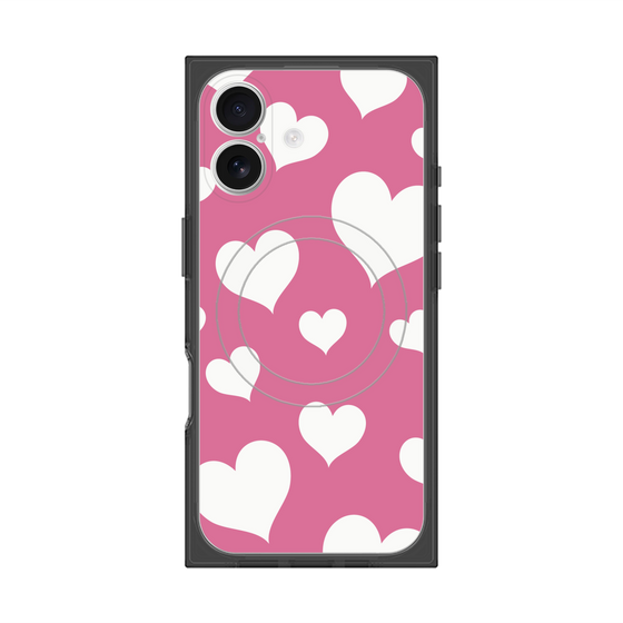 Premium Square Case with MagSafe［ Dot Hearts - Pink ］