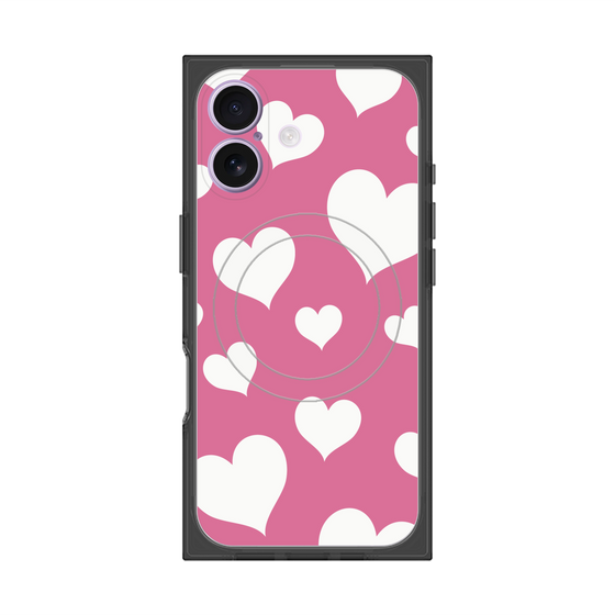 Premium Square Case with MagSafe［ Dot Hearts - Pink ］