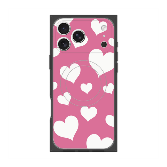 Premium Square Case with MagSafe［ Dot Hearts - Pink ］