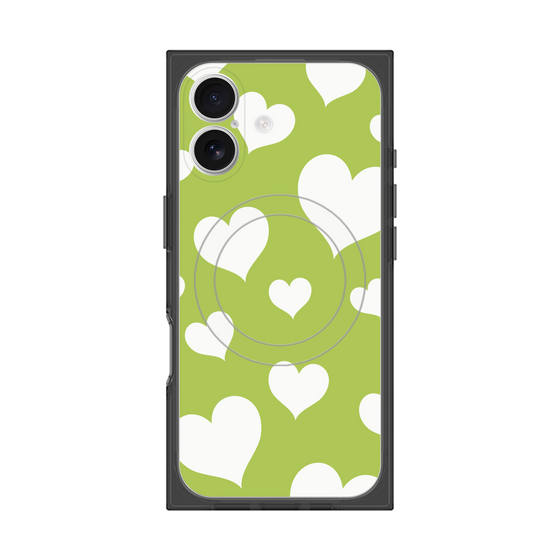 Premium Square Case with MagSafe［ Dot Hearts - Green ］