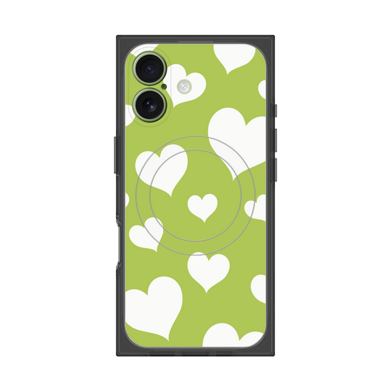Premium Square Case with MagSafe［ Dot Hearts - Green ］