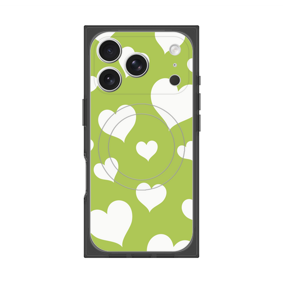 Premium Square Case with MagSafe［ Dot Hearts - Green ］