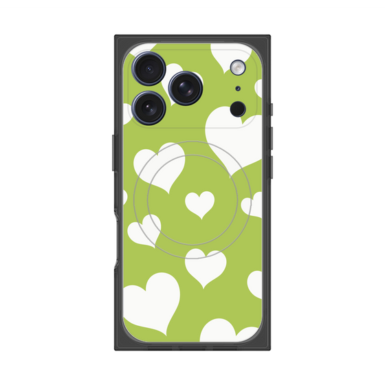 Premium Square Case with MagSafe［ Dot Hearts - Green ］
