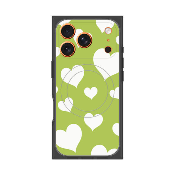 Premium Square Case with MagSafe［ Dot Hearts - Green ］