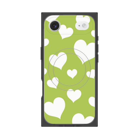 Premium Square Case with MagSafe［ Dot Hearts - Green ］