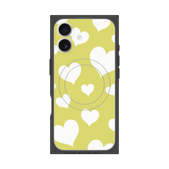 Premium Square Case with MagSafe［ Dot Hearts - Yellow ］