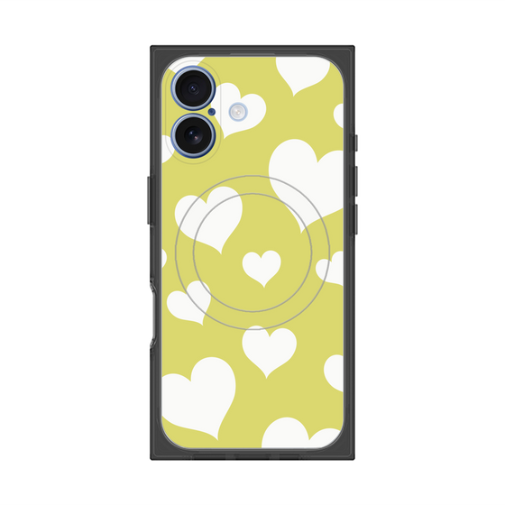 Premium Square Case with MagSafe［ Dot Hearts - Yellow ］
