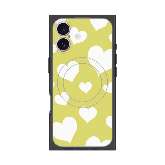 Premium Square Case with MagSafe［ Dot Hearts - Yellow ］