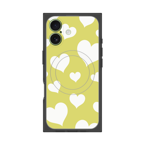 Premium Square Case with MagSafe［ Dot Hearts - Yellow ］