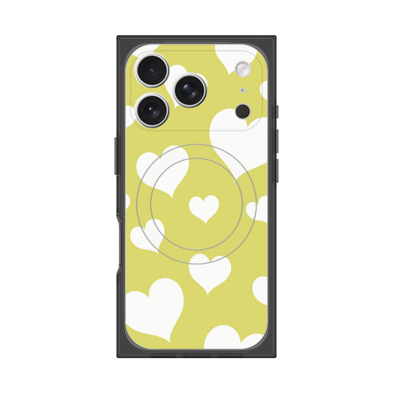 Premium Square Case with MagSafe［ Dot Hearts - Yellow ］