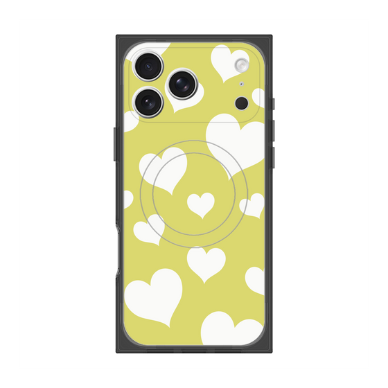 Premium Square Case with MagSafe［ Dot Hearts - Yellow ］