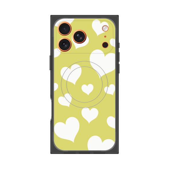 Premium Square Case with MagSafe［ Dot Hearts - Yellow ］