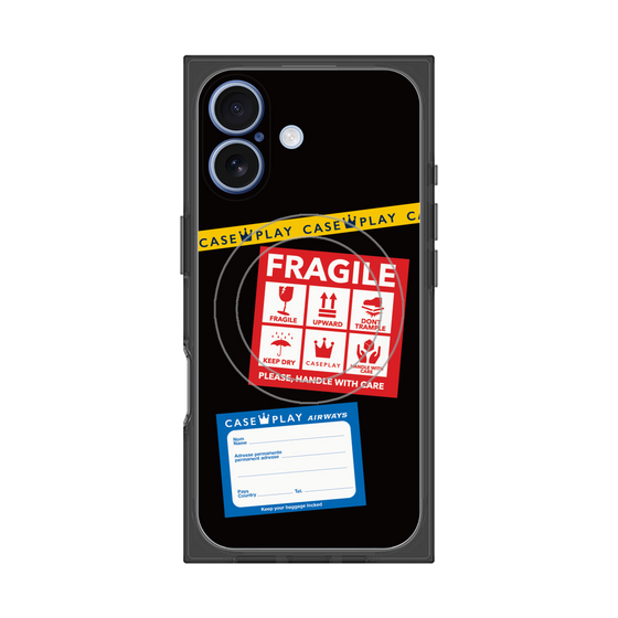 Premium Square Case with MagSafe［ FRAGILE Stickers - Black ］