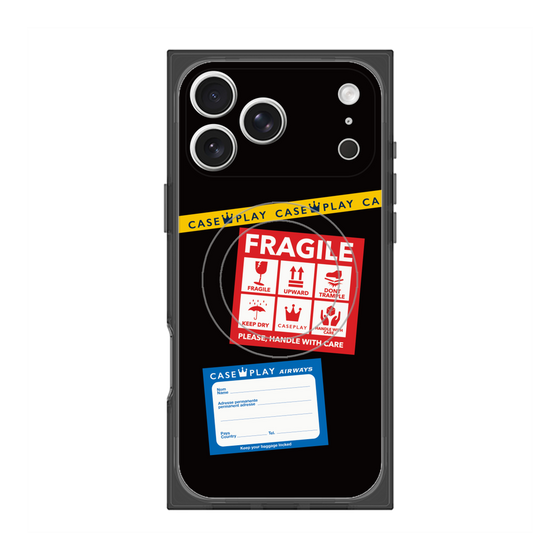 Premium Square Case with MagSafe［ FRAGILE Stickers - Black ］