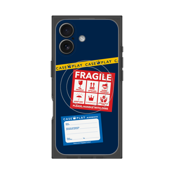 Premium Square Case with MagSafe［ FRAGILE Stickers - Navy ］