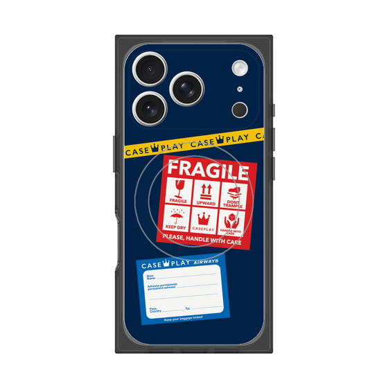Premium Square Case with MagSafe［ FRAGILE Stickers - Navy ］