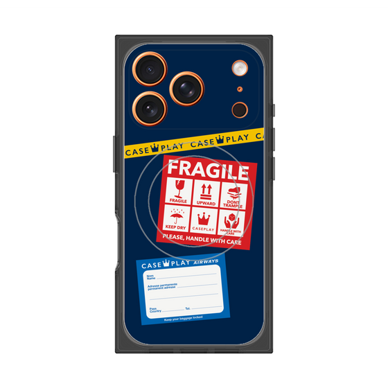 Premium Square Case with MagSafe［ FRAGILE Stickers - Navy ］
