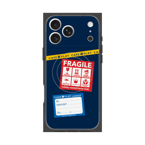 Premium Square Case with MagSafe［ FRAGILE Stickers - Navy ］