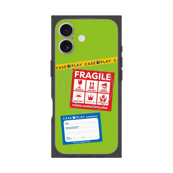 Premium Square Case with MagSafe［ FRAGILE Stickers - Green ］
