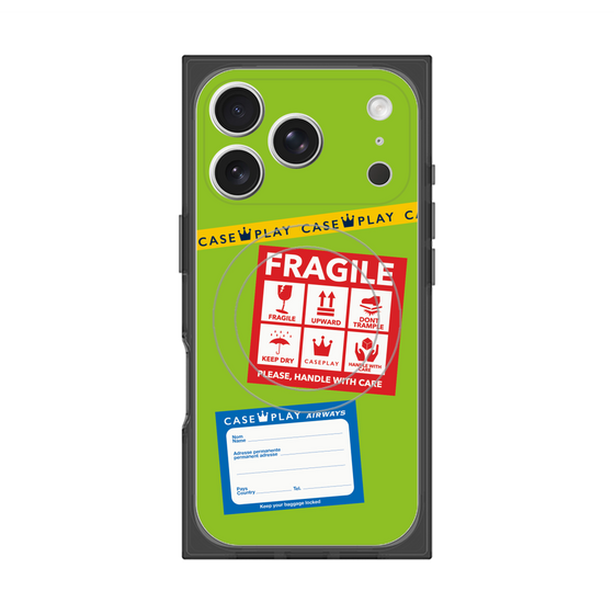 Premium Square Case with MagSafe［ FRAGILE Stickers - Green ］