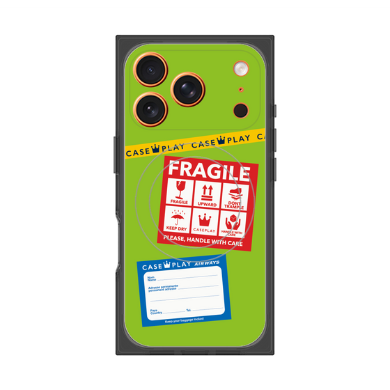 Premium Square Case with MagSafe［ FRAGILE Stickers - Green ］