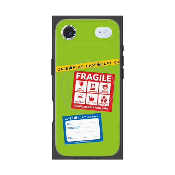 Premium Square Case with MagSafe［ FRAGILE Stickers - Green ］
